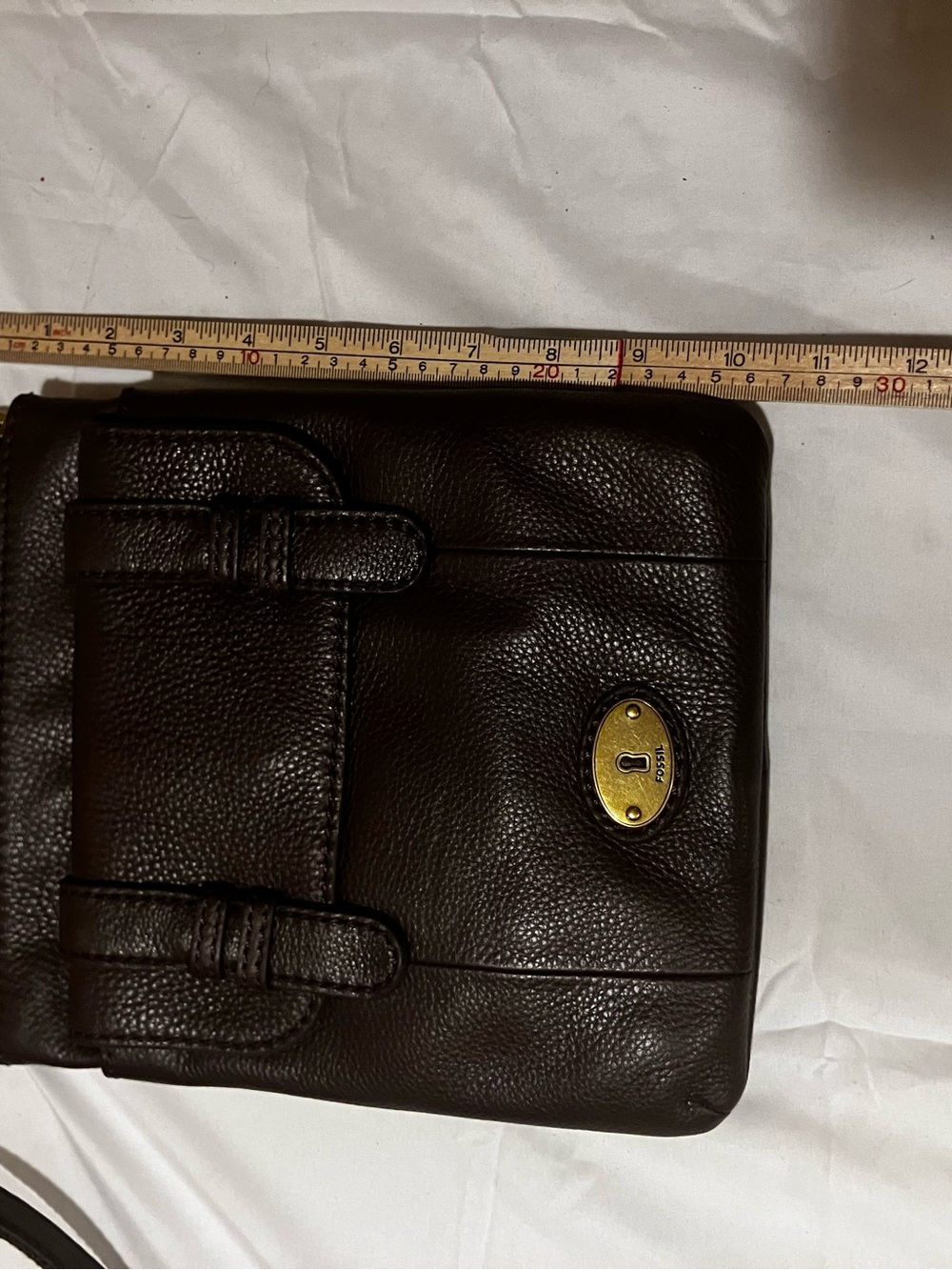Fossil Dark Brown Leather Crossbody Bag Vintage Explorer Keyhole Lock Y2K Boho - Picture 7 of 13